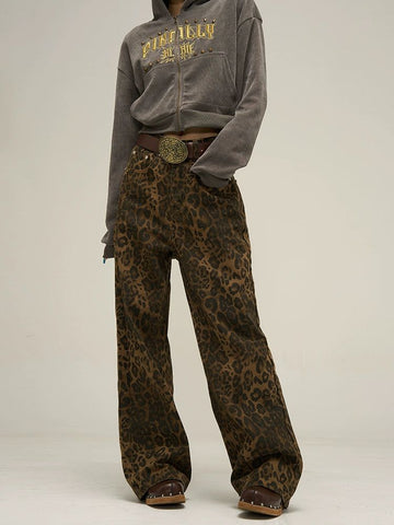 77Fight Leopard Print Jeans