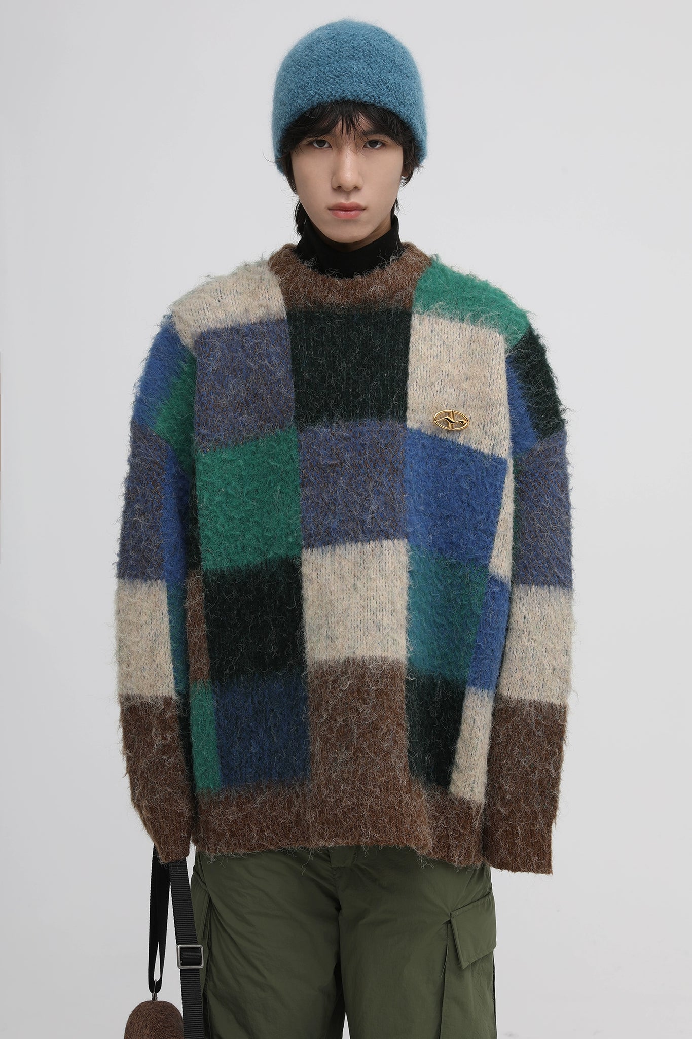 MASONPRINCE Colorful Checkerboard Sweater