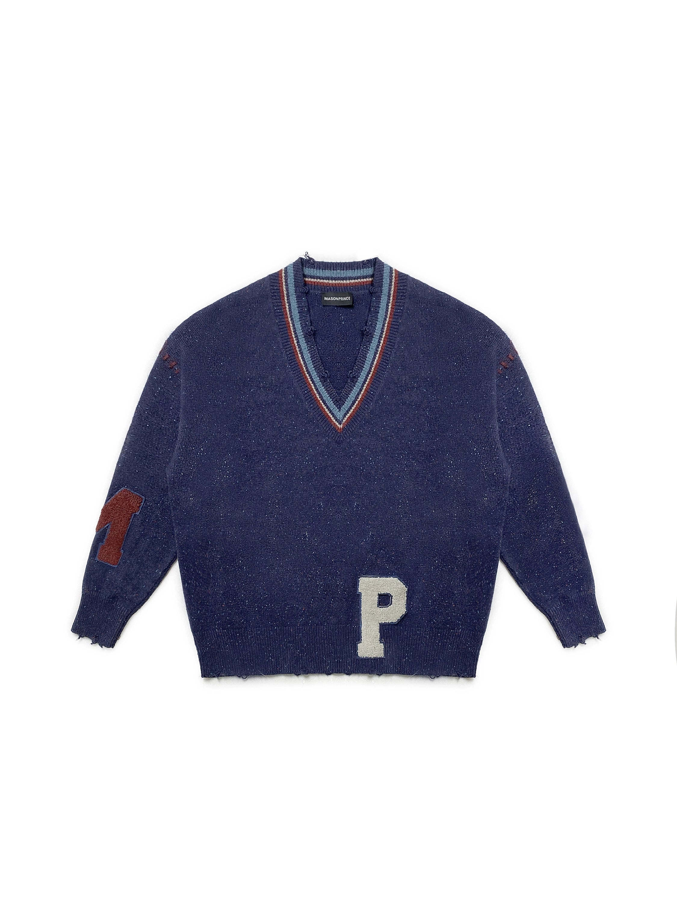 MASONPRINCE Knit Sweater Oversized Side Line One Point Logo