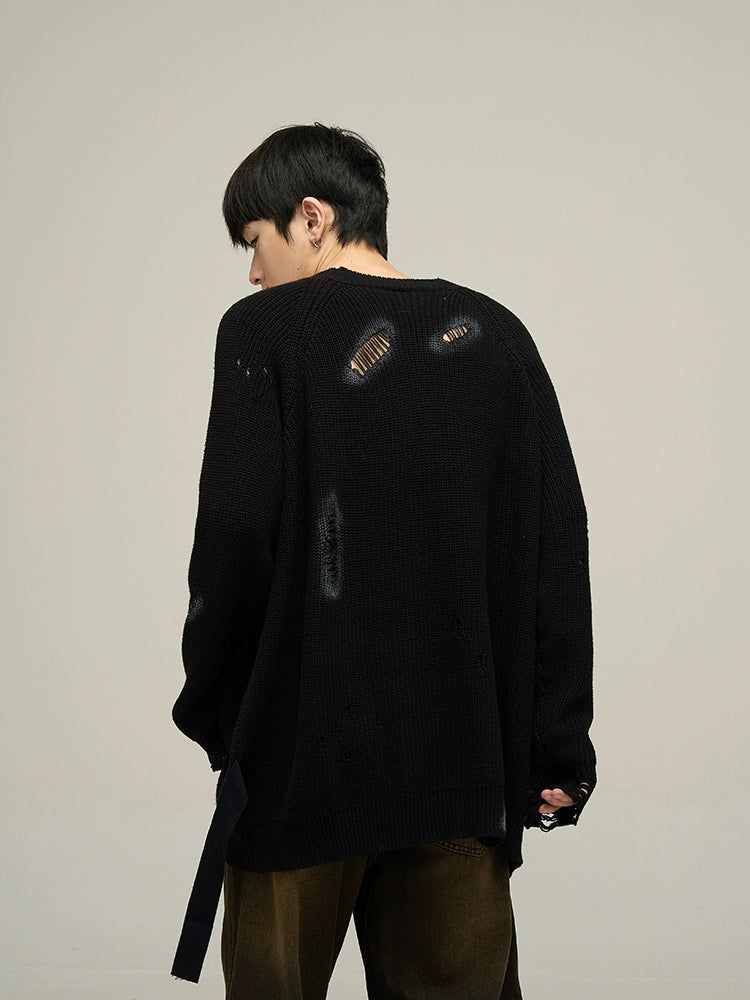 77Fight Dark Knit Sweater With Slits