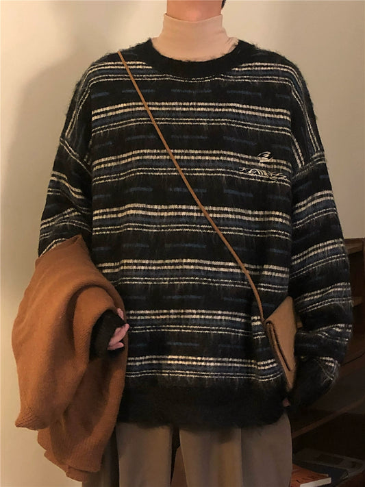 Nagawl Retro Striped Pullover Sweater