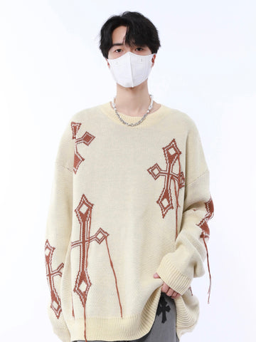 Mage Distressed Crosses Sweater