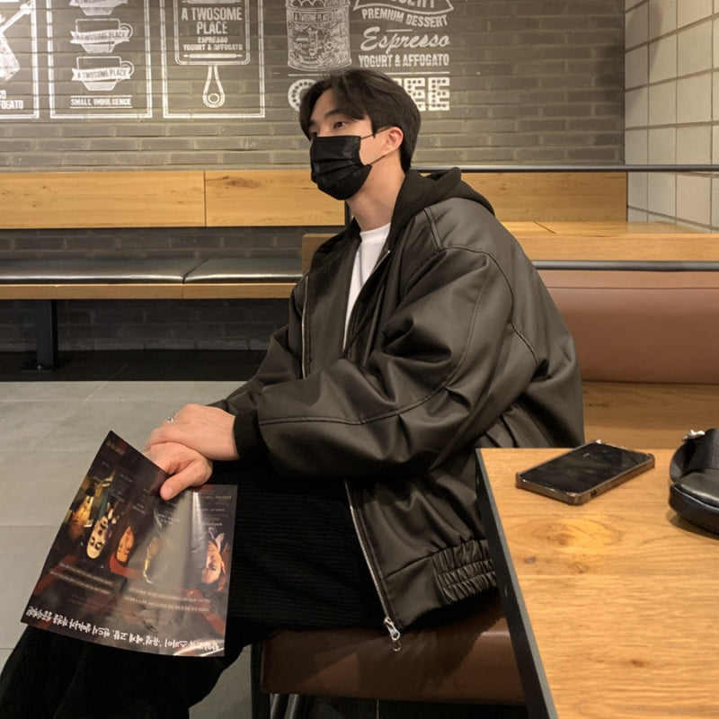 Essential Leather Hooded Jacket