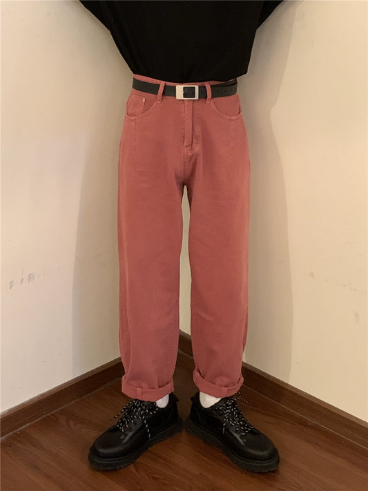 Nagawl Pink Casual Straight Trousers