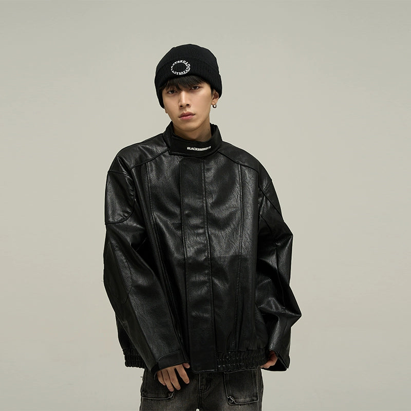 77Fight Plain Leather Jacket