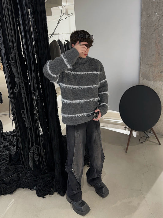 JM Fringed Knit Turtleneck Sweater