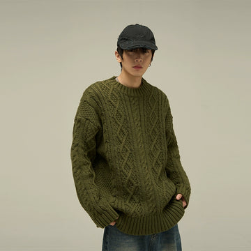 77Fight Retro Diamond Pattern Sweater