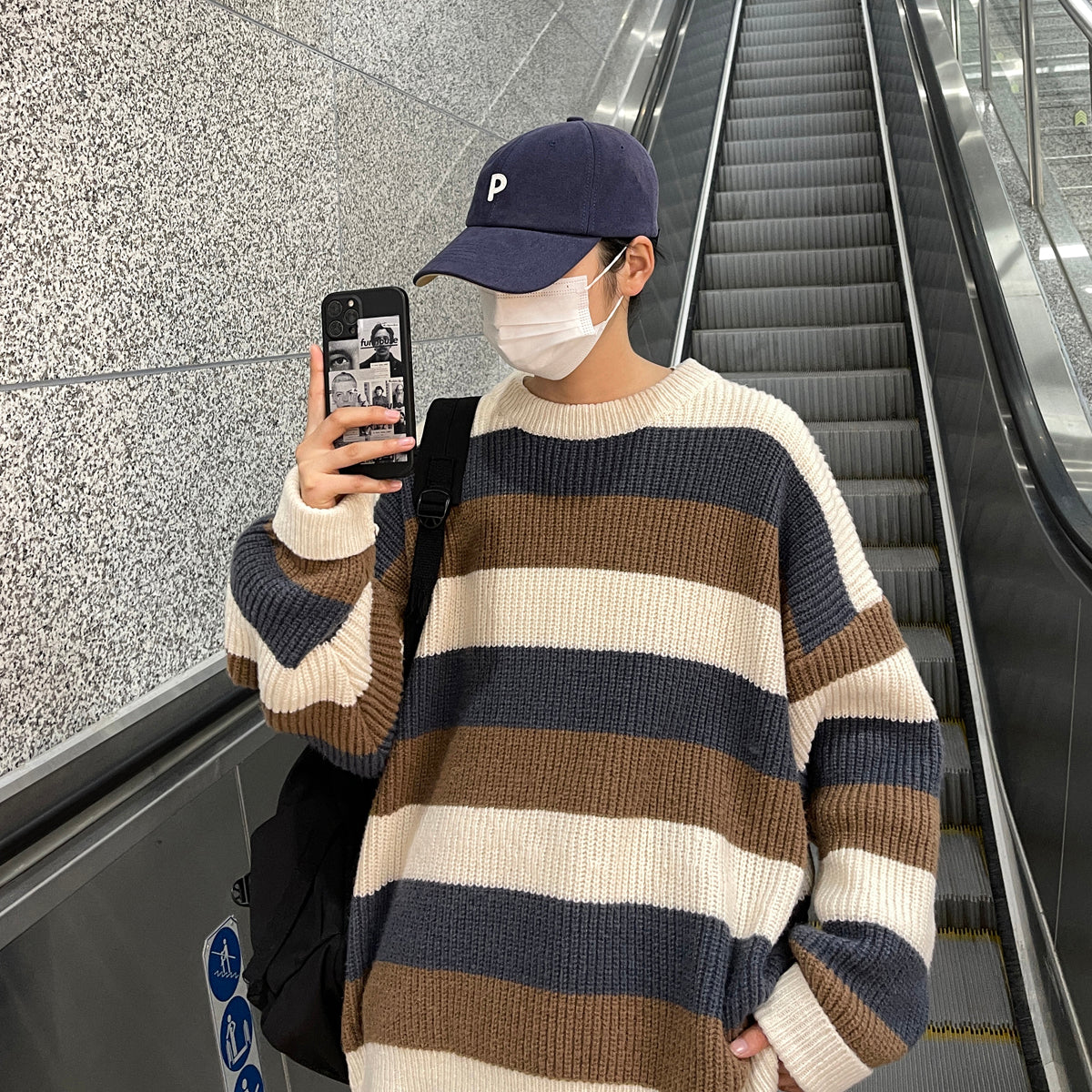 Retro Color-Blocked Striped Sweater