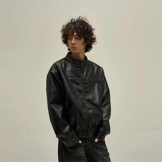 77Fight Essential Dark Leather Jacket