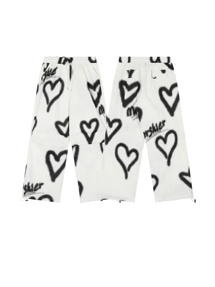 KKYES Spray Painted Heart Pants