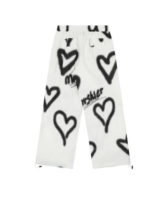 KKYES Spray Painted Heart Pants