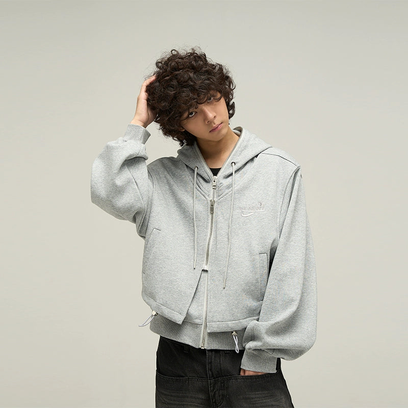 77Fight Fake Two Layer Zip-up Hoodie