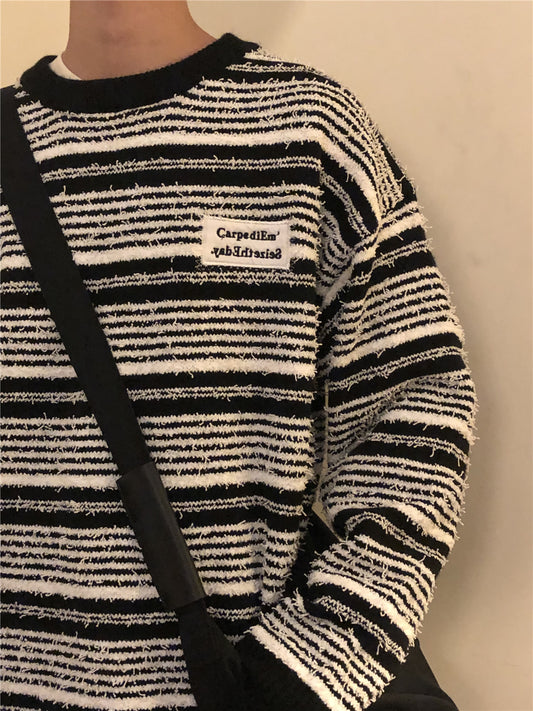 Nagawl Vintage Striped Crewneck Sweater