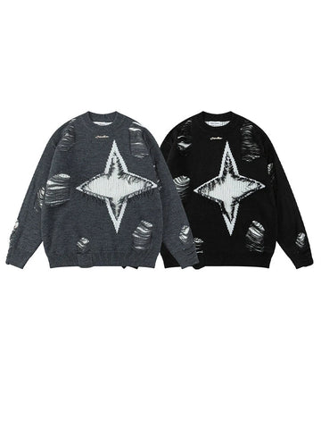 KKYES Ripped Star Sweater