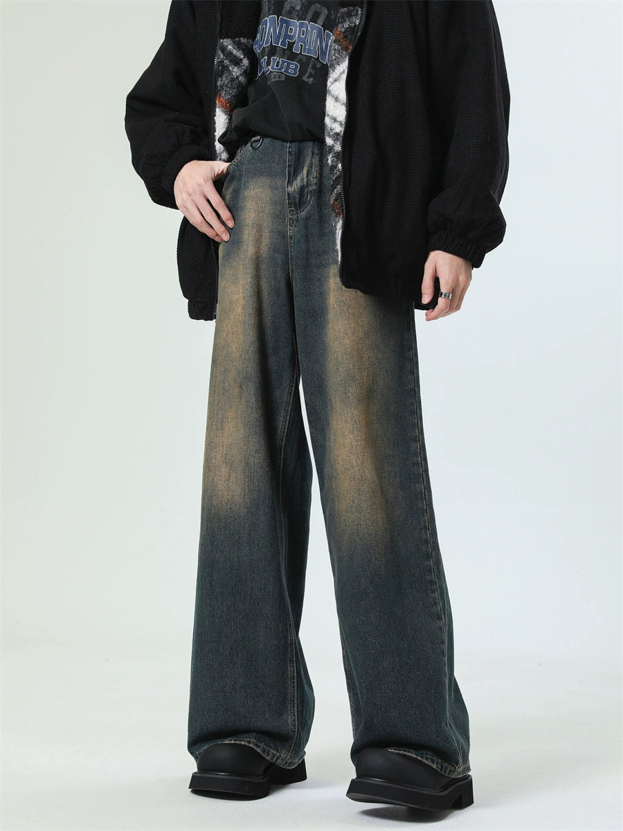 Manyston Vintage Washed Wide Jeans