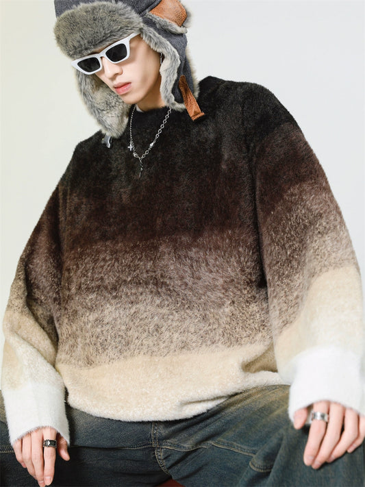Manyston Gradient Fuzzy Sweater