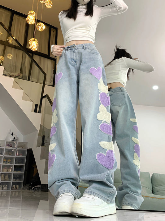 Mage Heart & Butterfly Straight Jeans