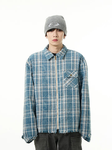 77Fight Vintage Plaid Zipper Shirt